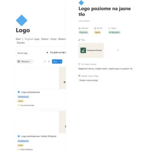 Otwarte logo z wariantem, tłem, plikiem i przyciskiem „Zastąp nową wersją”
